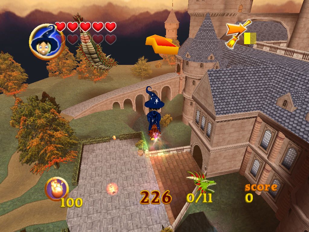 Billy the Wizard: Rocket Broomstick Racing (Windows) screenshot: Fight against dragon