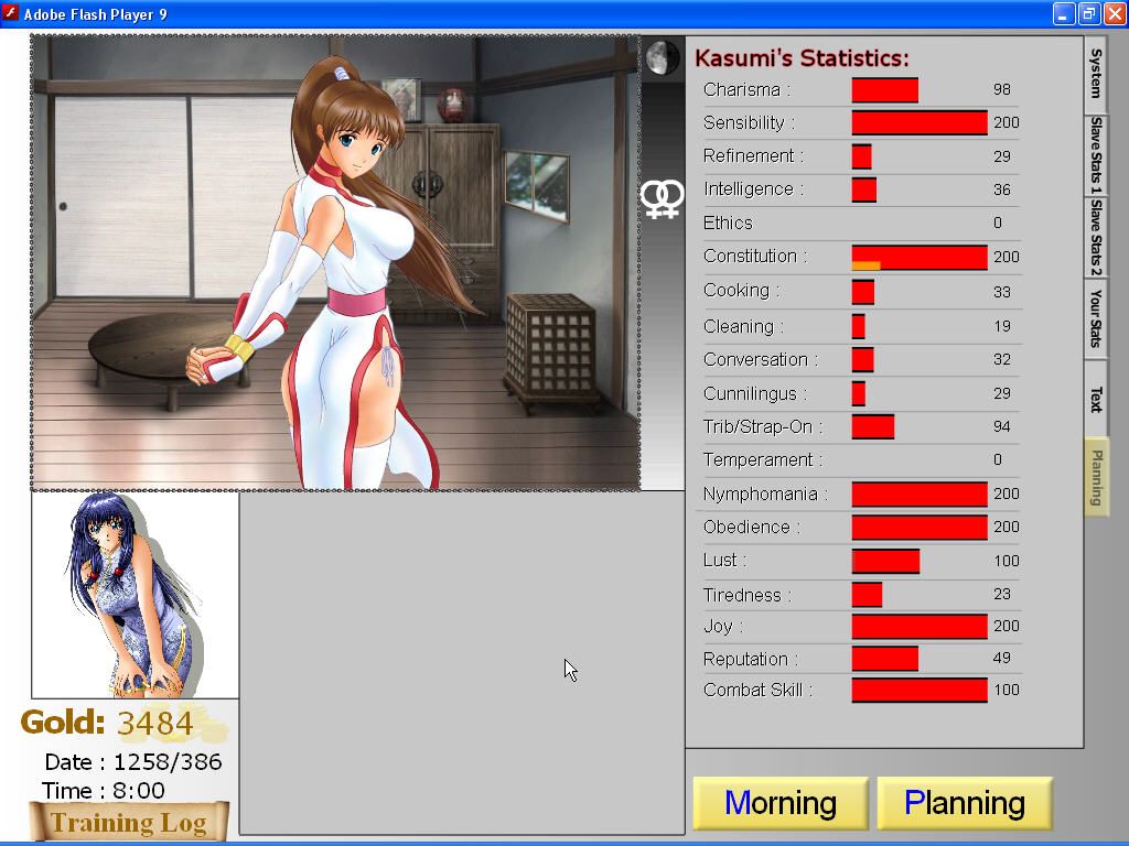 Slave Maker 3 (Windows) screenshot: Kasumi, now lesbian