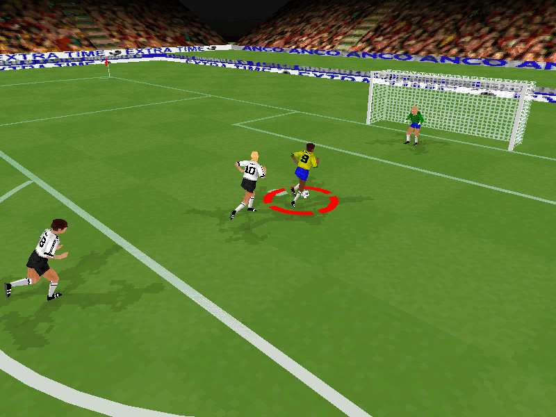 Kick Off 98 (DOS) screenshot: About to score (800x600 resolution)