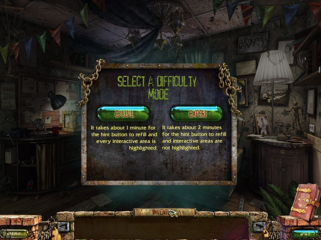 Stray Souls: Dollhouse Story (Windows) screenshot: After the end of the first cut scene and before the game actually begins, the player is asked to select a difficulty mode