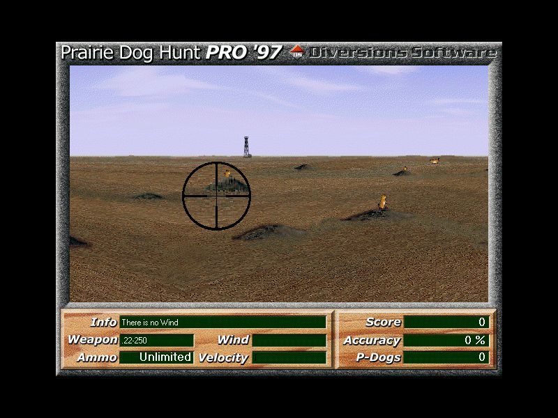 Prairie Dog Hunt Pro '97 (Windows 3.x) screenshot: The arcade game has begun.