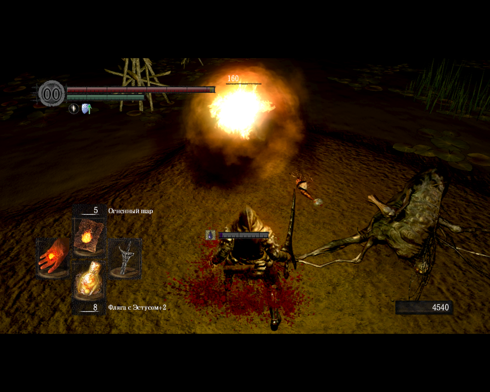 Dark Souls: Prepare to Die Edition (Windows) screenshot: Hitting a poisonous Giant Mosquito with a fireball. Yeah...