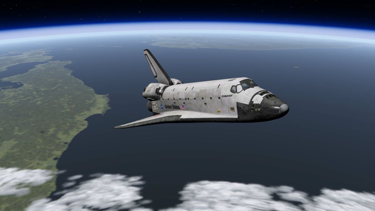 X-Plane 10: Regional Edition - North America (Windows) screenshot: Can you re-enter the Earth's atmosphere without burning up the shuttle?