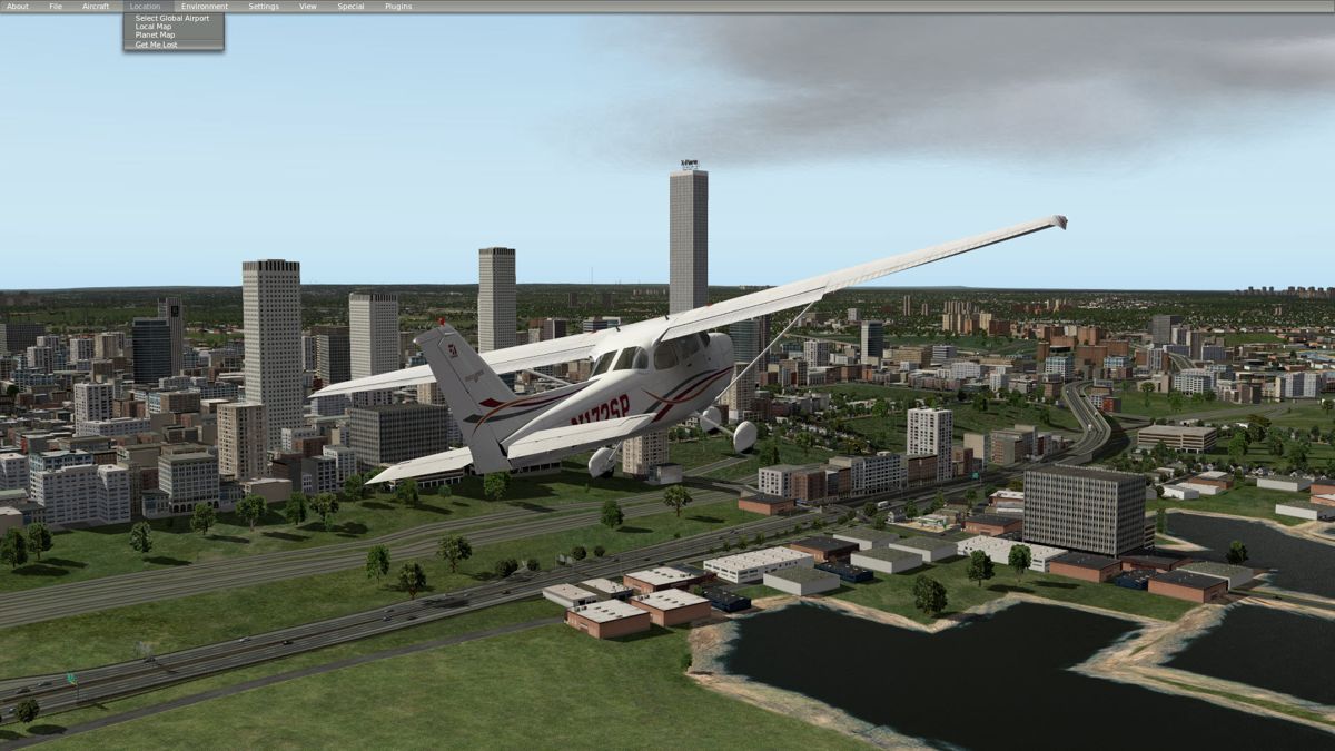X-Plane 10: Regional Edition - North America (Windows) screenshot: Control the sim via pull-down menus