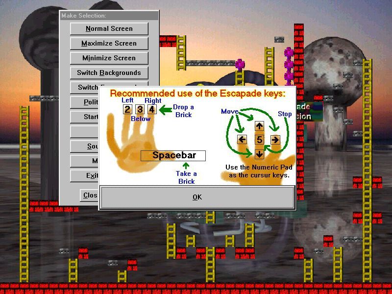 Moraff's Escapade (Windows) screenshot: These are the game's controls.