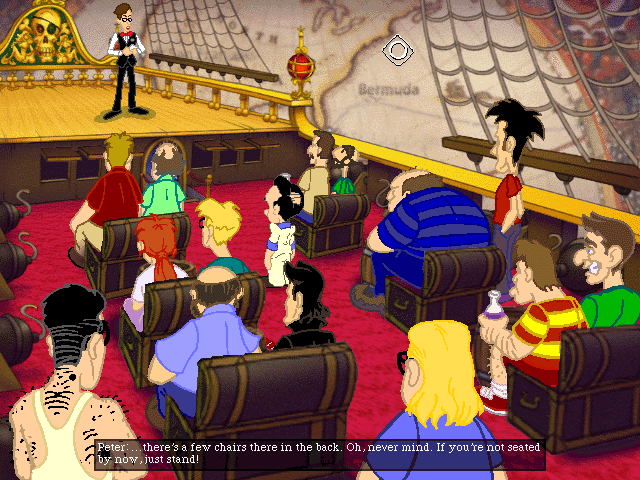 Leisure Suit Larry: Love for Sail! (DOS) screenshot: Attending an important speech