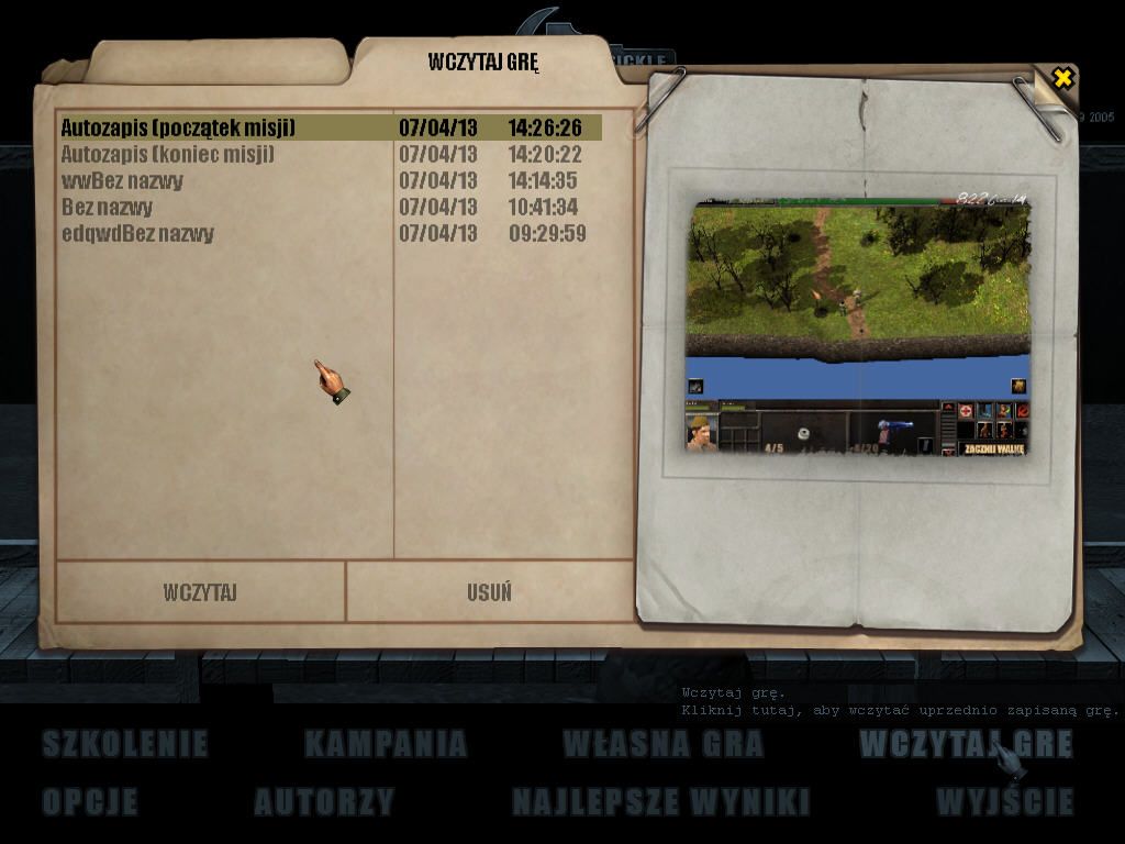 Hammer & Sickle (Windows) screenshot: Load game