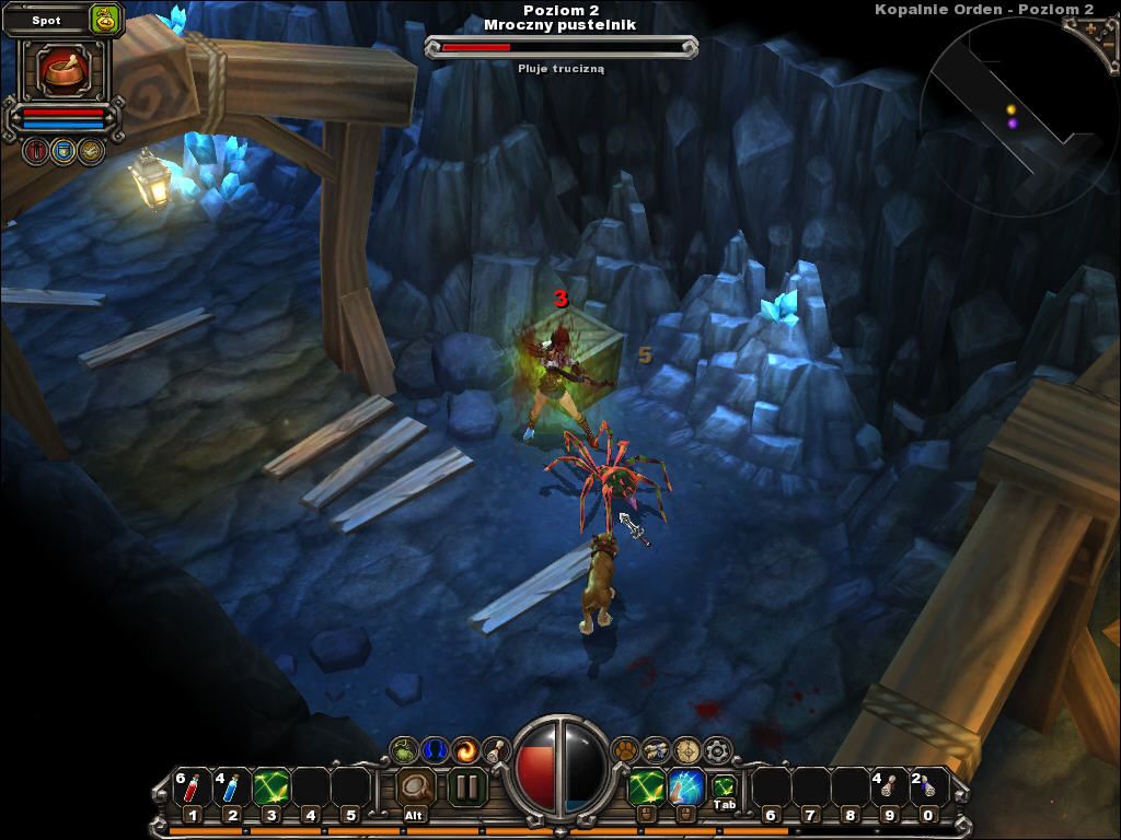 Torchlight (Windows) screenshot: Mines and spiders - quite normal