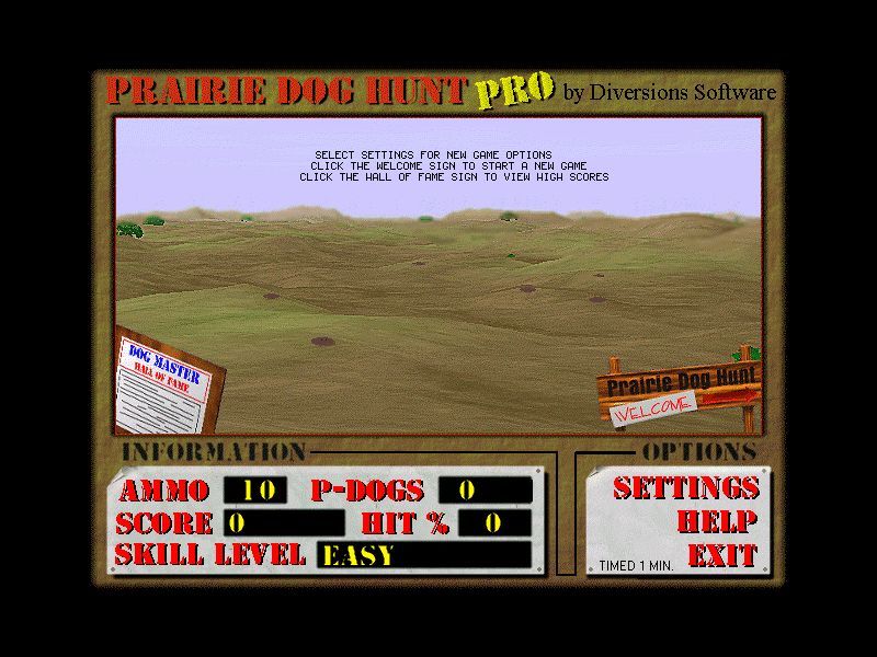 Screenshot of Prairie Dog Hunt Pro (Windows 3.x, 1995) - MobyGames