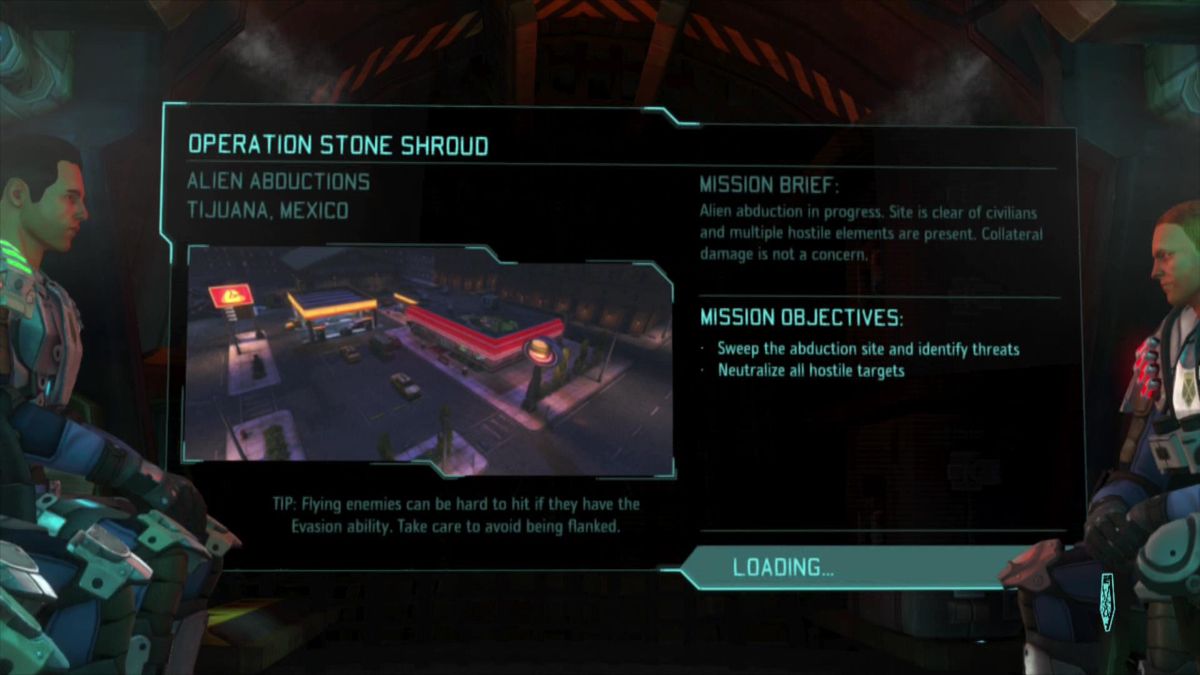XCOM: Enemy Unknown (Xbox 360) screenshot: Objective overview before you start the mission
