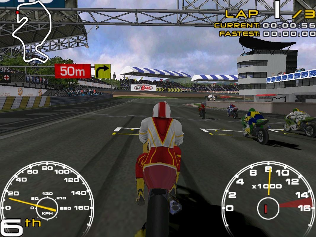 Crescent Suzuki Racing (Windows) screenshot: On the starting grid at Woodcote Park. This is a quick race of just three laps.