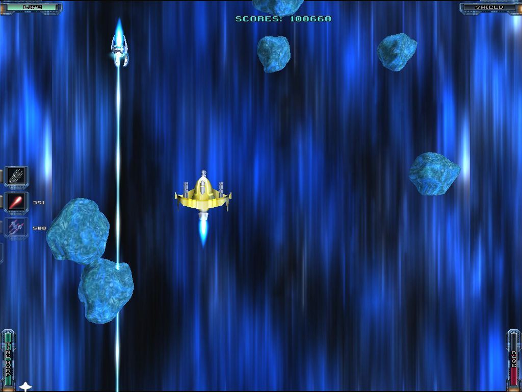 Back to Earth 2 (Windows) screenshot: The Vortex level is the first time the player is up against alien ships armed with lasers