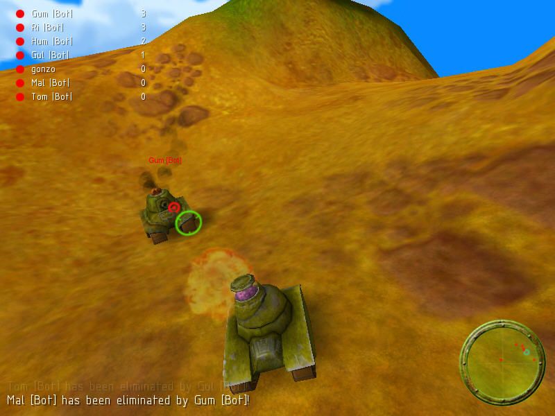 ThinkTanks (Windows) screenshot: Desert mountains fight