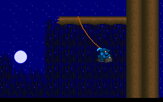 Hunchback 2: Rampart Rampage (DOS) screenshot: Swinging on a rope at the start of the first level.