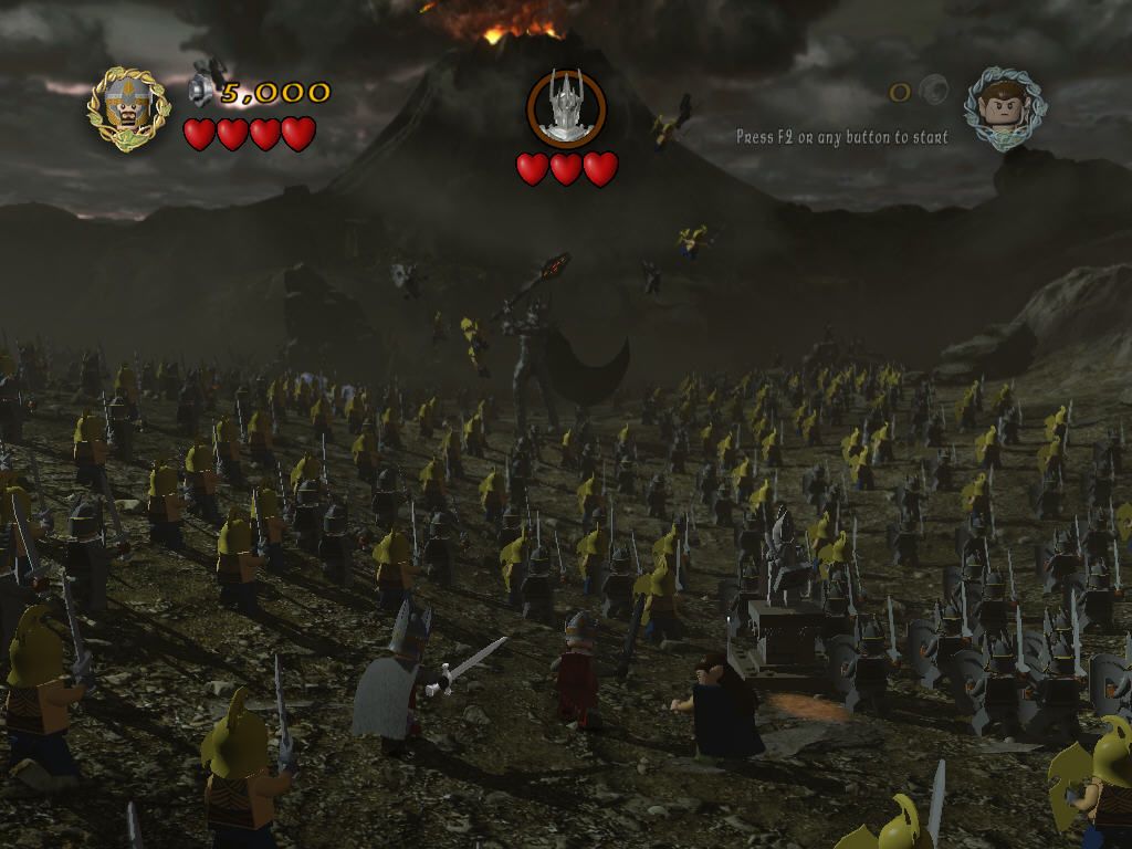 LEGO The Lord of the Rings (Windows) screenshot: You control Isildur and Elrond in the prologue depicting the battle against Sauron