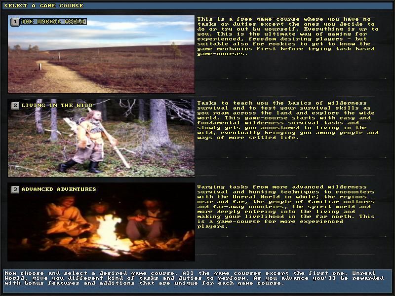UnReal World (Windows) screenshot: Selecting a game course.