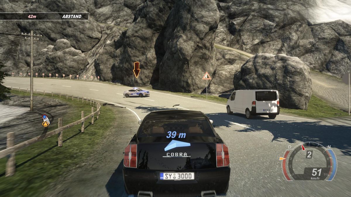 Crash Time 5: Undercover (Windows) screenshot: Here we are pursuid by a police car and have to escape (demo version)