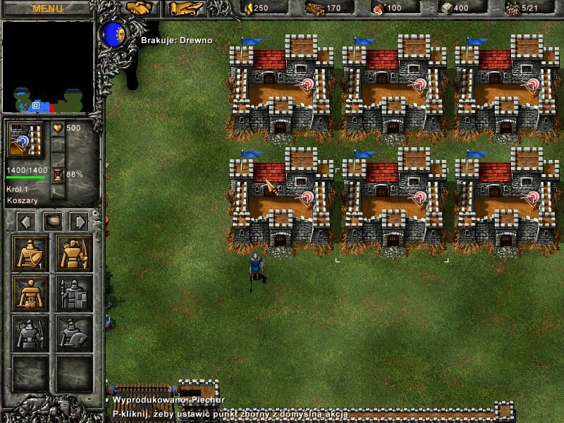 Tzar: The Burden of the Crown (Windows) screenshot: Barracks. And others barracks. :D