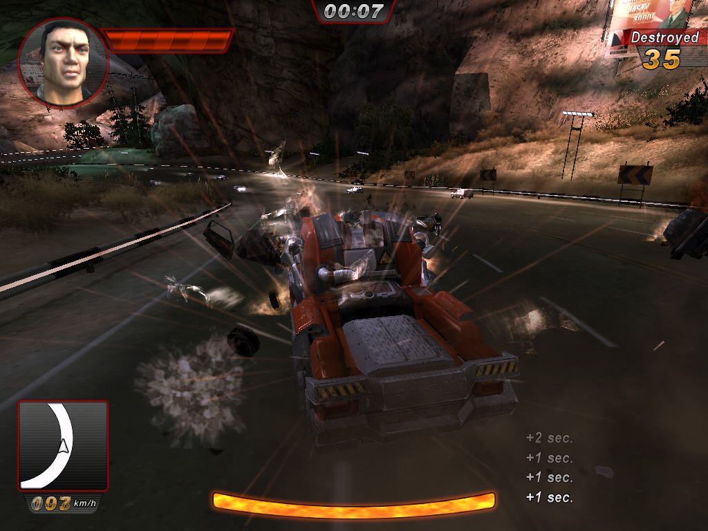 Gear Grinder (Windows) screenshot: Bum! Road massacre is fun.