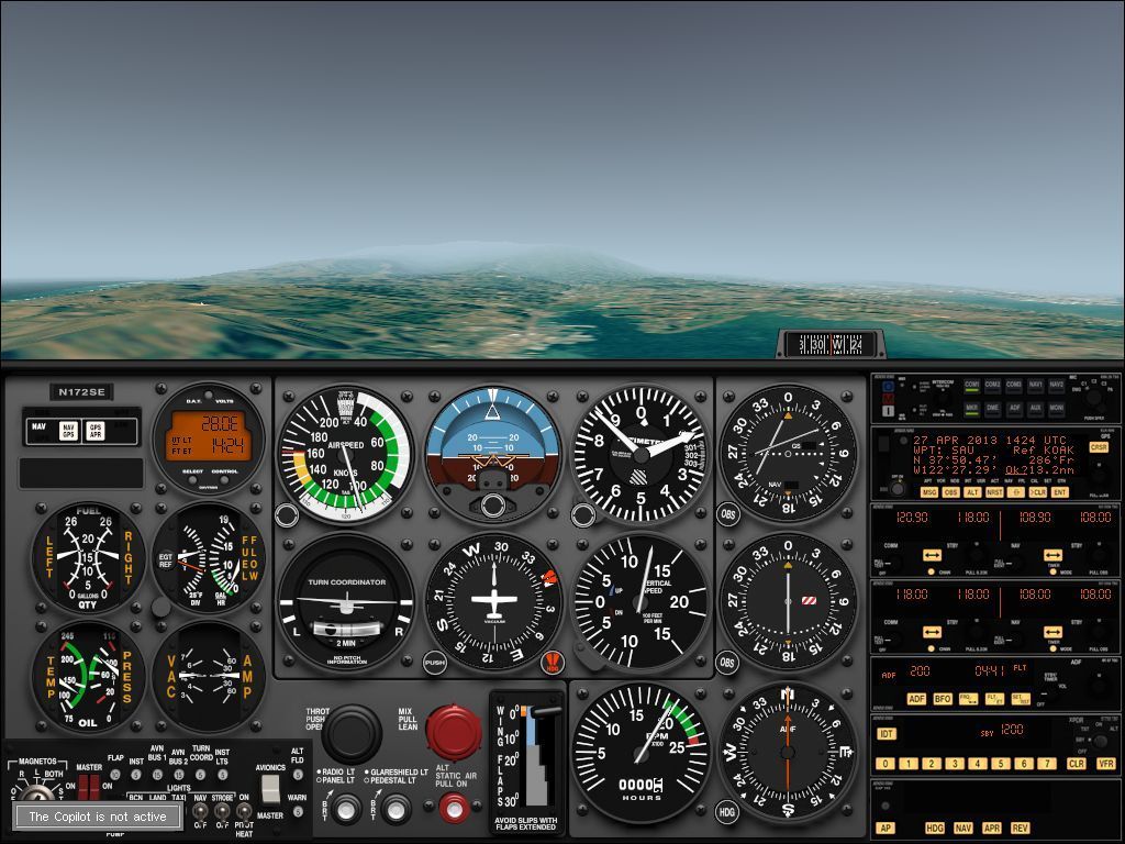 Fly! 2K (Windows) screenshot: The instrument panel of the Cessna 172 Skyhawk