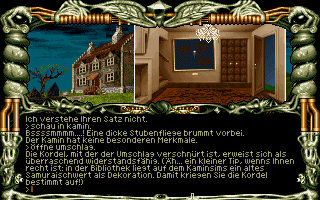 Hexuma: Das Auge des Kal (DOS) screenshot: Impatient designers? That's the way we like our gameplay hints... :-)