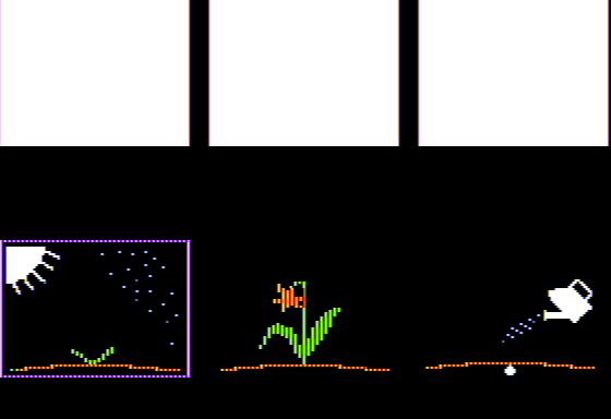 Sarah and her Friends (Apple II) screenshot: Step of Growing a Flower