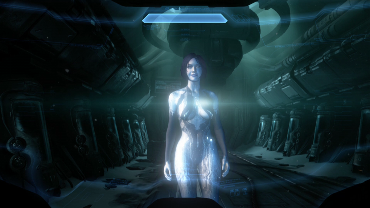 Halo 4 (Xbox 360) screenshot: Talking to Cortana after exiting the cryo-tube.