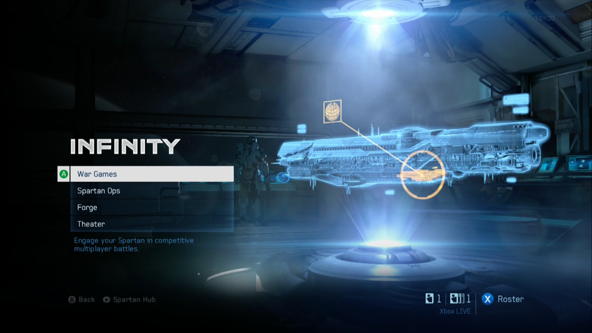 Halo 4 (Xbox 360) screenshot: The Infinity. All multiplayer modes are accessible from this menu.
