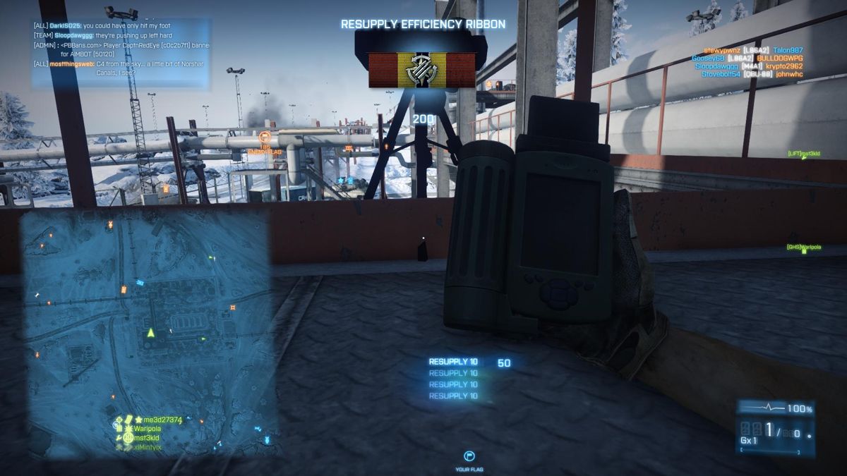 Battlefield 3: End Game (Windows) screenshot: Setting up the SOFLAM to get targeting on enemy tank at left on the road