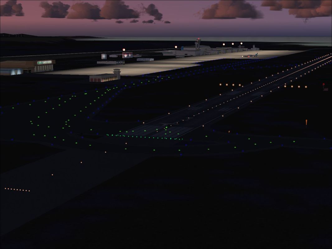 Scenery Spain 3: Canary Islands (Windows) screenshot: Gran Canaria at dusk Flight Simulator 2004