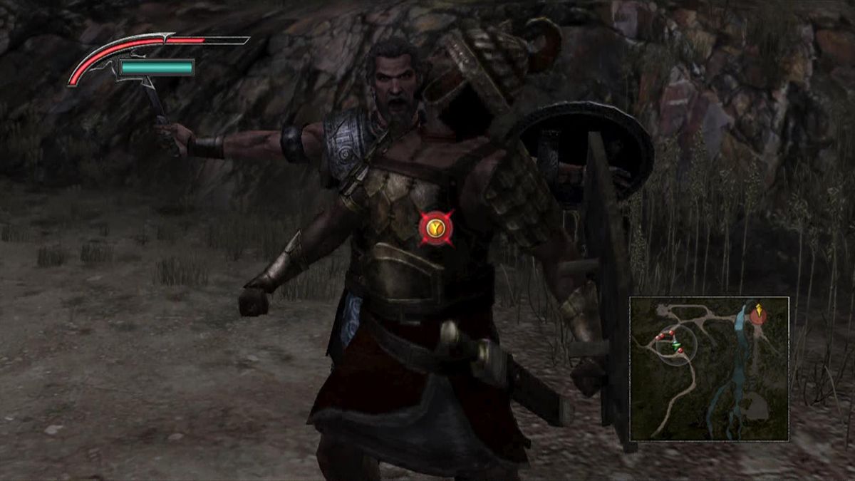 Warriors: Legends of Troy (Xbox 360) screenshot: Odysseus sneaks up on an enemy for a stealth kill.