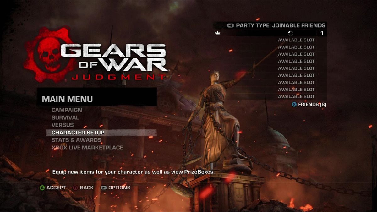 Gears of War: Judgment (Xbox 360) screenshot: Main menu
