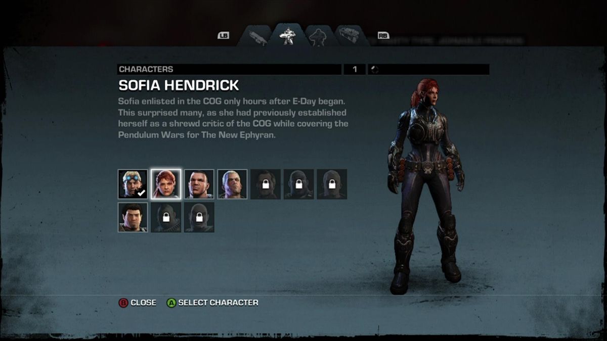 Gears of War: Judgment (Xbox 360) screenshot: Character selection (Multiplayer)