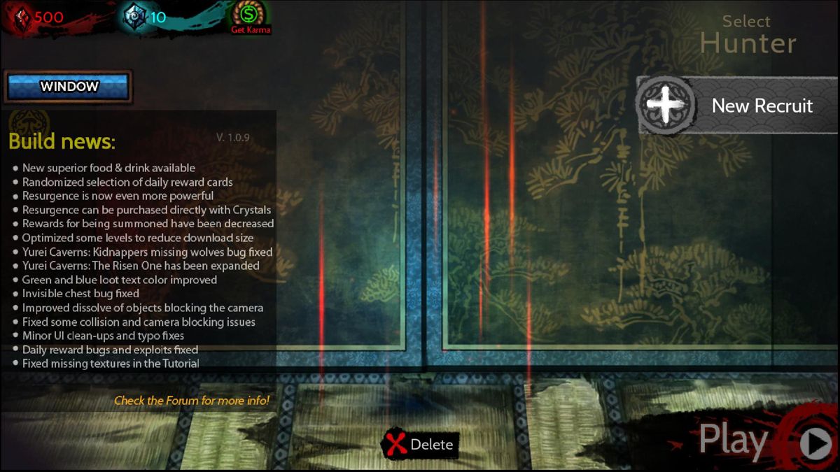 Akaneiro: Demon Hunters (Browser) screenshot: Starting screen