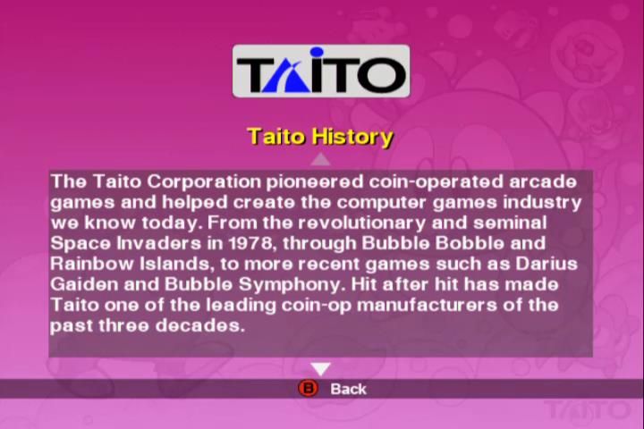 Taito Legends (Xbox) screenshot: Taito History