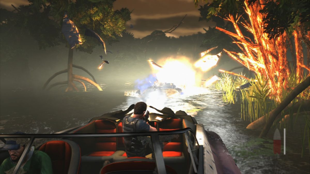 Max Payne 3 (PlayStation 3) screenshot: Boat chase.