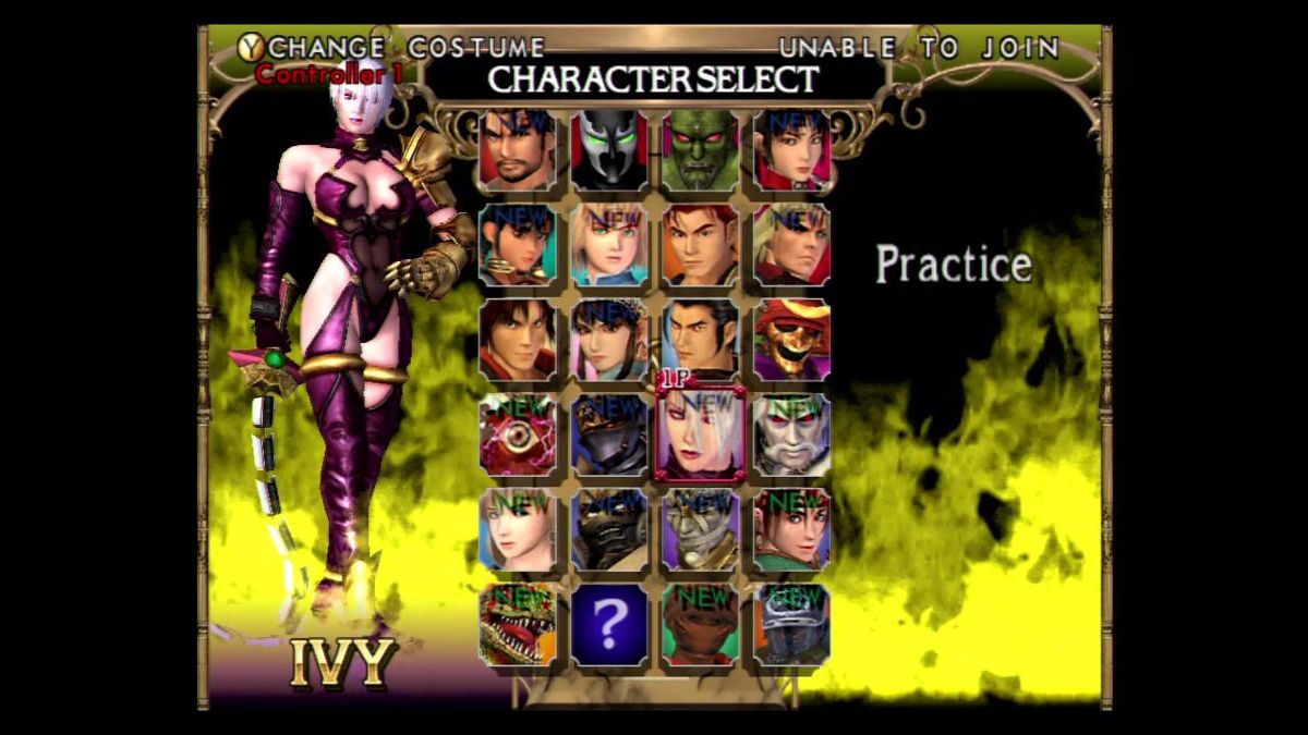 SoulCalibur II (Xbox) screenshot: Arcade Character Selection with all characters unlocked.