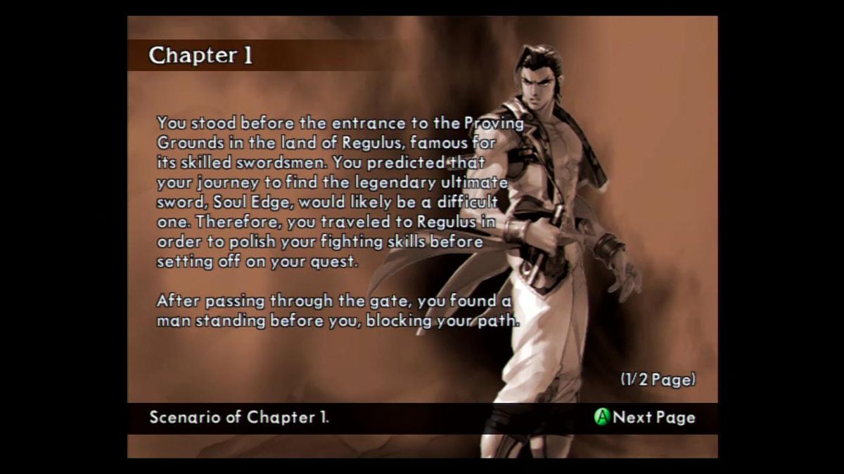 SoulCalibur II (Xbox) screenshot: Chapter description