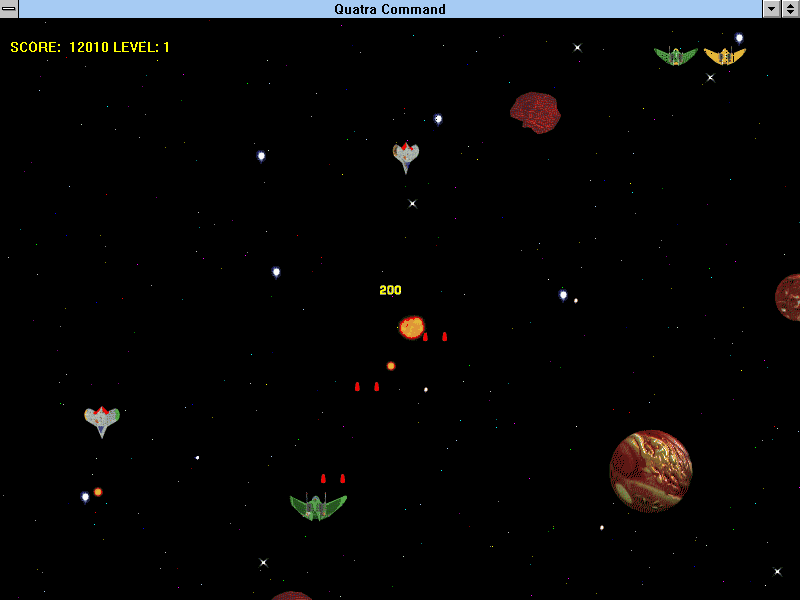 Quatra Command (Windows 3.x) screenshot: Take that, you alien scum!