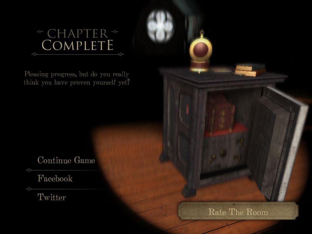 The Room (iPad) screenshot: Completed the first chapter