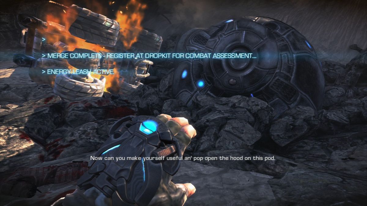 Bulletstorm (PlayStation 3) screenshot: Acquiring the energy leash.