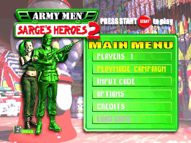 Army Men: Sarge's Heroes 2 (Nintendo 64) screenshot: Main menu