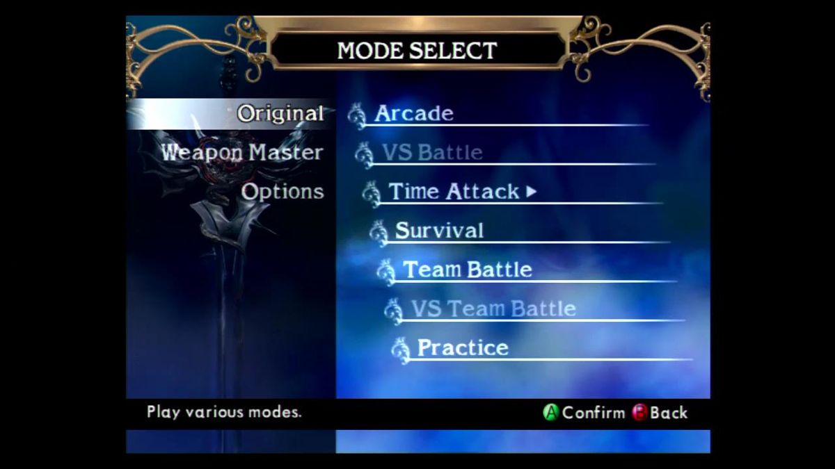 SoulCalibur II (Xbox) screenshot: Main menu