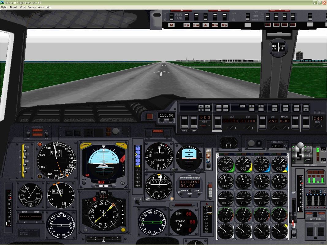 Concorde SST (Windows) screenshot: The pilot's instrument panel.