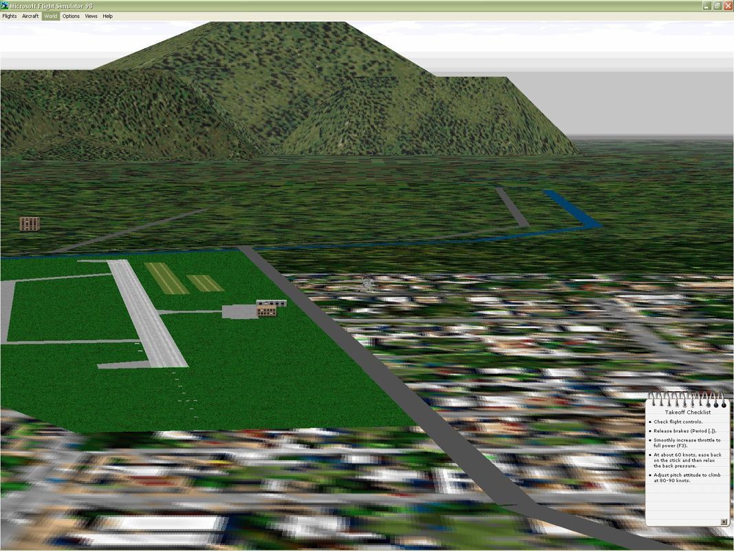 FS Global Update: Global Base Scenery for Microsoft Flight Simulator (Windows) screenshot: Taking off from Innsbruck using the simulator's default scenery Microsoft Flight Simulator 98