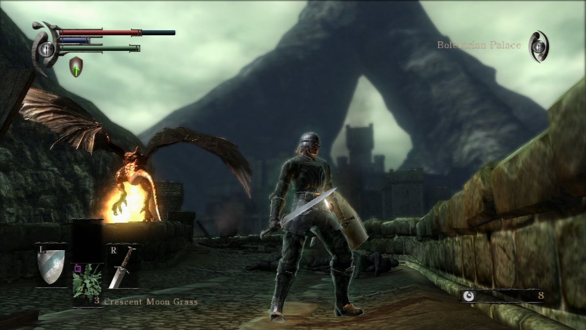 Demon's Souls (PlayStation 3) screenshot: Watch out for dragon fire, it will take out a huge portion of your HP.