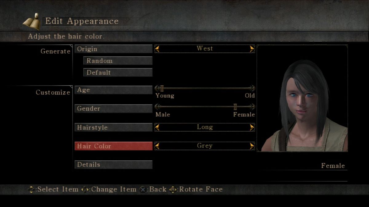 Demon's Souls (PlayStation 3) screenshot: Editing your character's appearance.