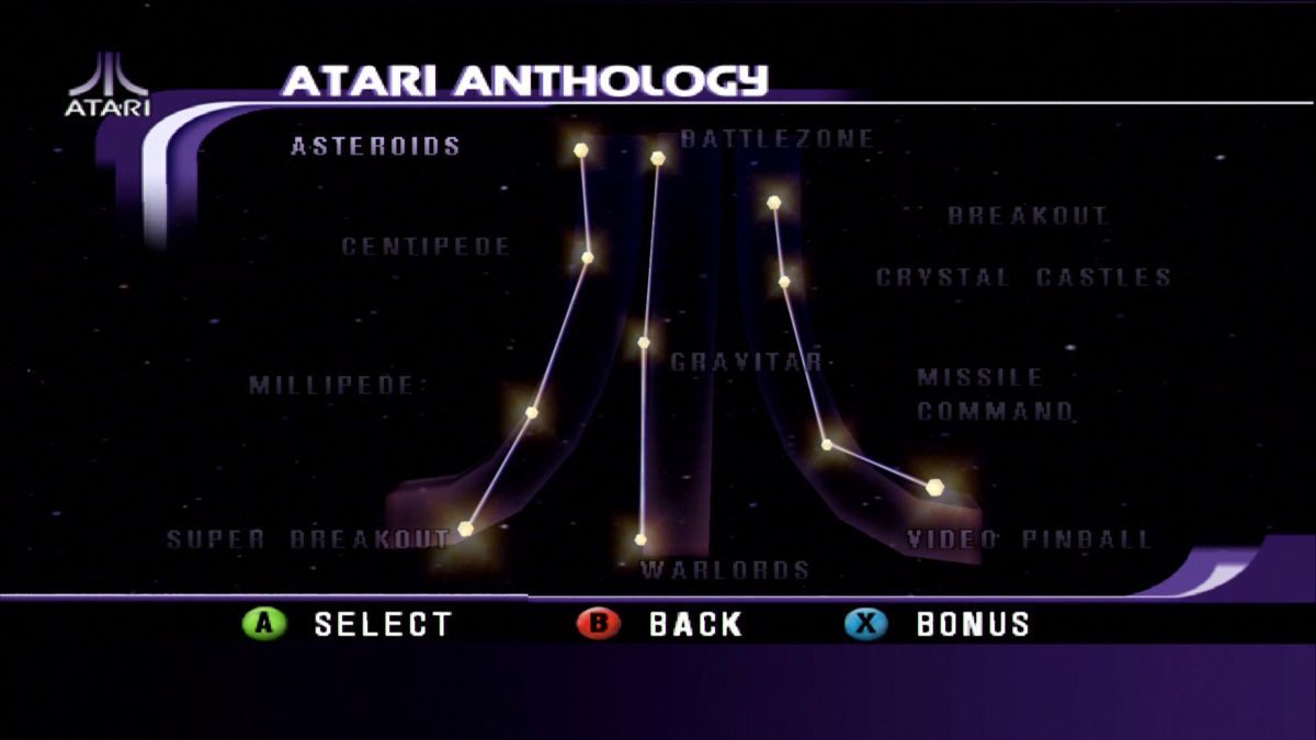 Atari: 80 Classic Games in One! (Xbox) screenshot: Atari 2600 menu