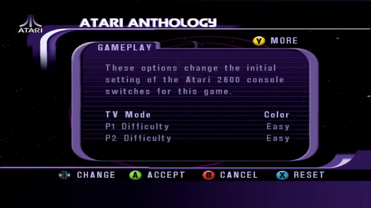 Atari: 80 Classic Games in One! (Xbox) screenshot: You can even change the TV mode for 2600 games