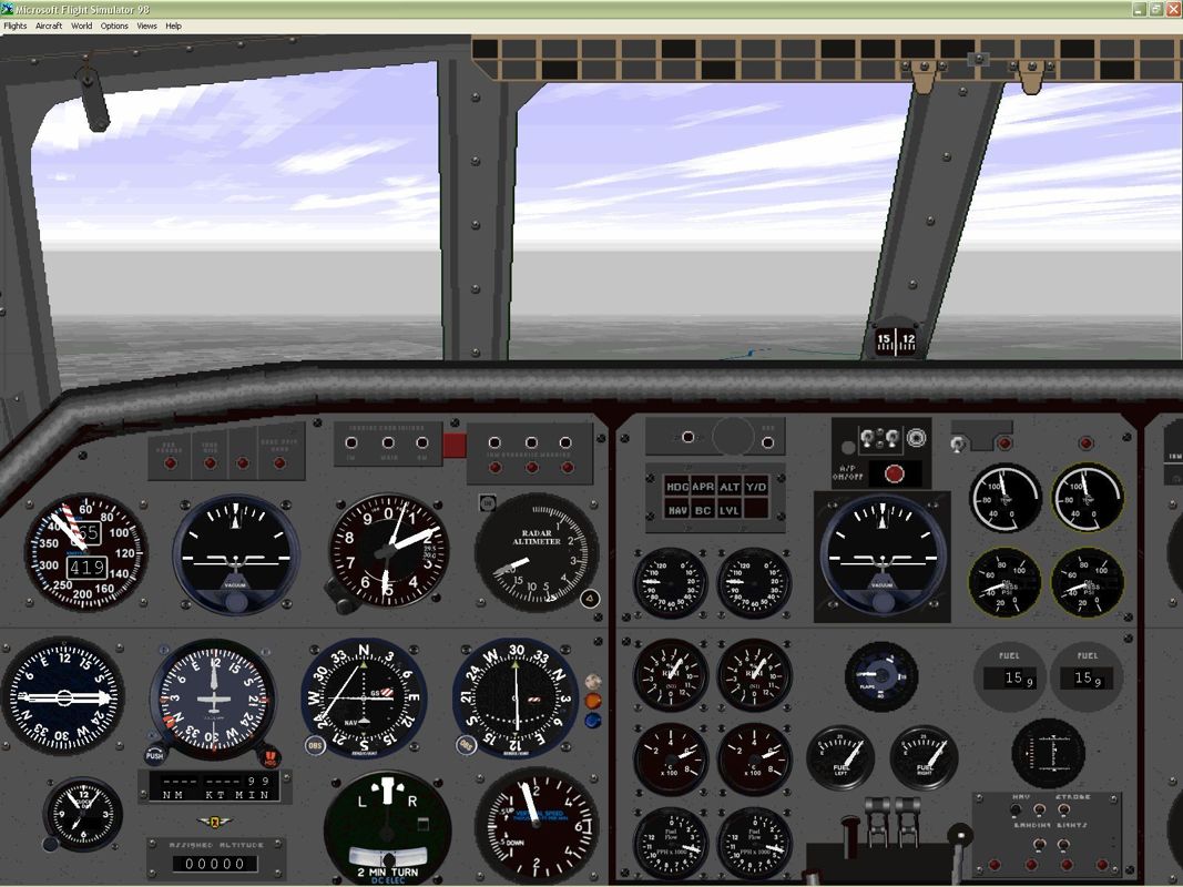 VIP Classic Airliners 2000 (Windows) screenshot: The Caravelle III cockpit. The add-on also has the Caravelle 10B and Caravelle 12 variants. Microsoft Flight Simulator 98